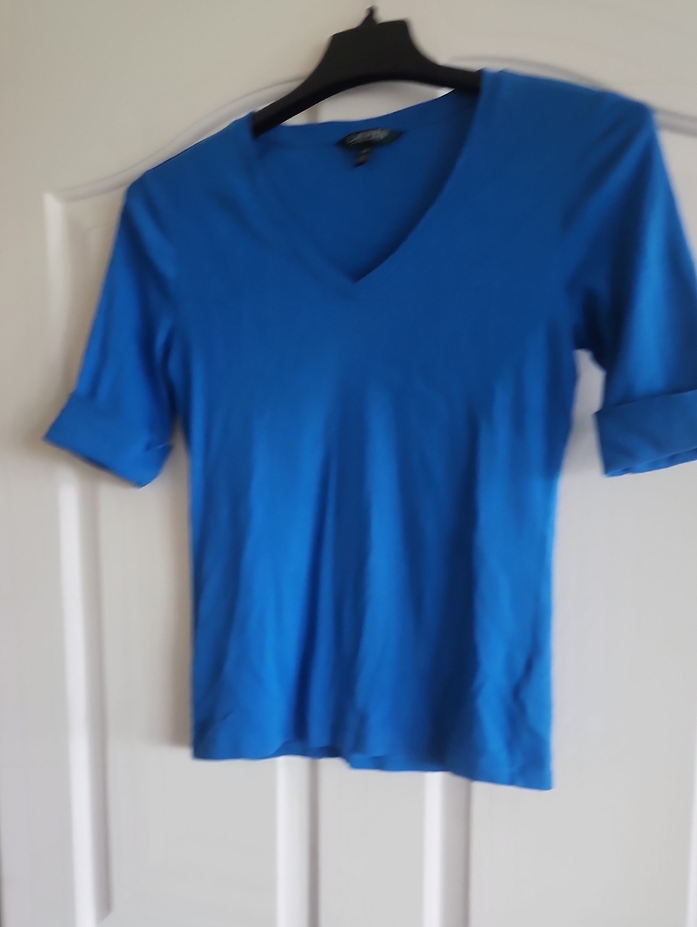 Lauren Ralph Lauren Bright Blue V-Neck Short Sleeve Top